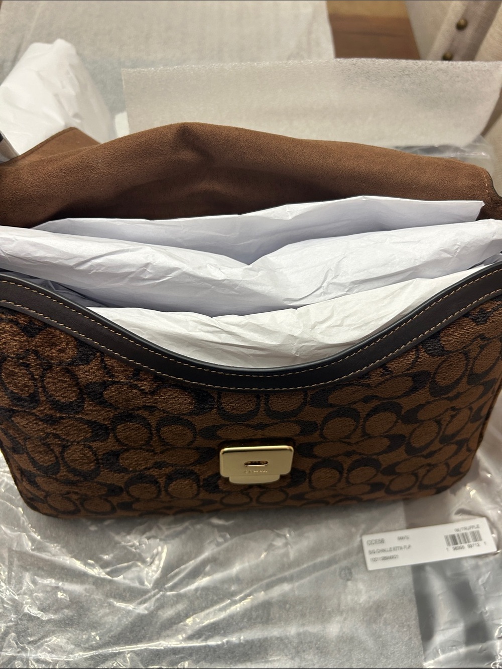 NWT Coach Large Etta Shoulder Bag in Chenille. CCE58 IM/Truffle - Picture 7 of 7